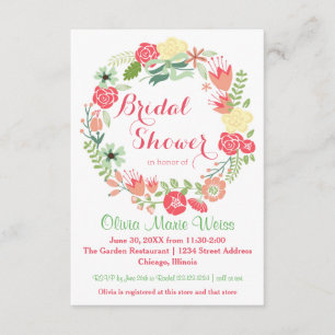 Invitation floral rose de Fête de la mariée du