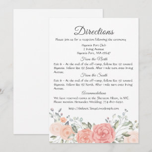 Invitation Floral Rose Détails Directions Fleurs Roses