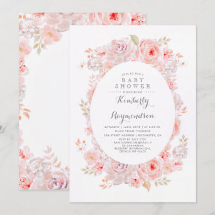Invitation Floral rose   Élégant Baby shower Vintage
