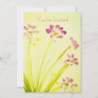 Invitation Floral rose et chaux