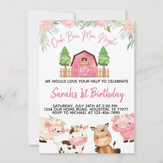 Invitation Floral Rose Farm Watercolor (Devant)