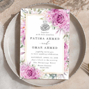 Invitation Floral Rose Floral musulman Mariage musulman