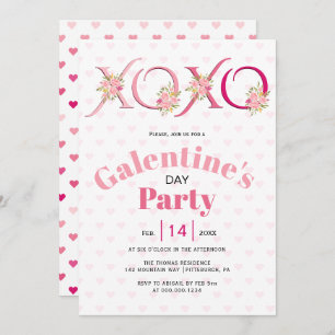 Invitation Floral rose HOHO coeur Galentines Fête