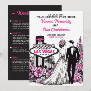 Invitation Floral rose Las Vegas Mariage