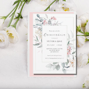 Invitation Floral rose moderne Quinceañera