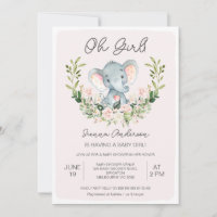 Floral Rose Oh Girls Elephant Baby shower