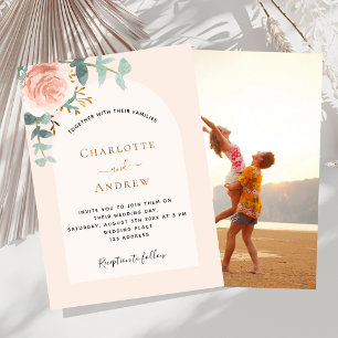 Invitation Floral rose or blush arch mariage photo