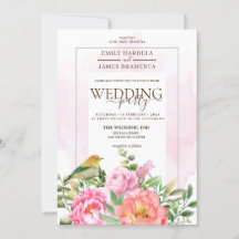 Floral rose Orange Avec Mariage Aquarelle Oiseau
