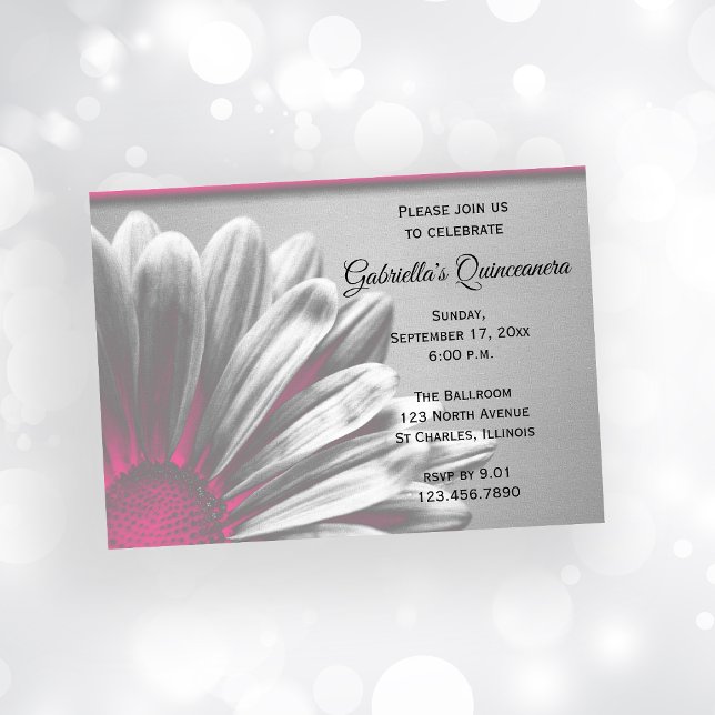 Invitation Floral rose Points forts Quinceanera Party (Créateur téléchargé)