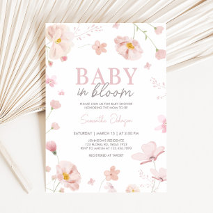 Invitation Floral rose printemps bébé dans le Baby shower en 