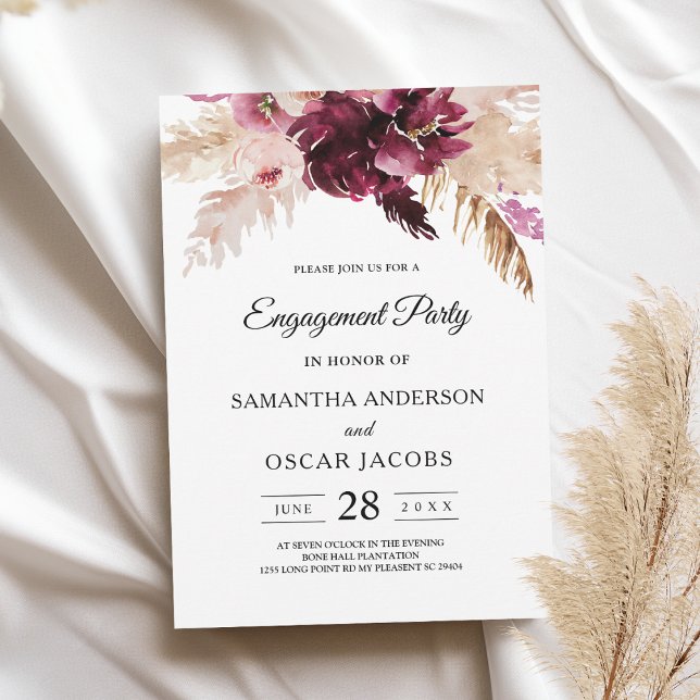Invitation Floral rose rose de Bourgogne moderne (Créateur téléchargé)