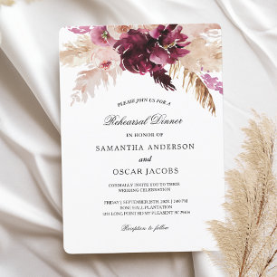 Invitation Floral rose rose de Bourgogne moderne