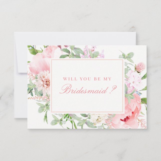 Invitation Floral Rose, Serez-Vous Ma Femme D'Accueil ? (Devant)