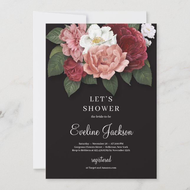 Invitation Floral rose vif à l'invitation des Arrière - plans (Devant)