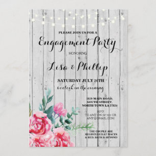 Invitation floral rouge de douche rustique de
