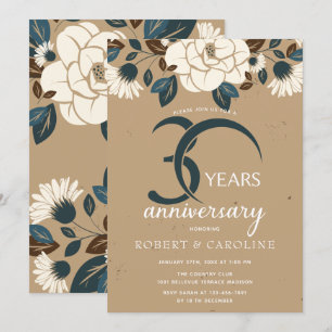Invitation Floral Rustic 30e anniversaire de Mariage
