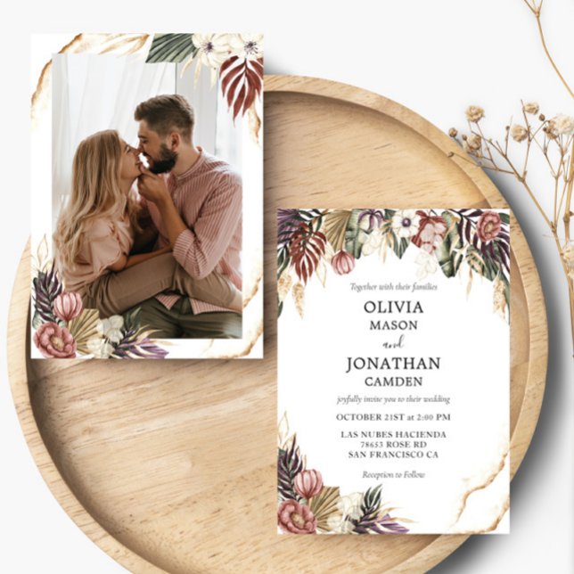 Invitation Floral Rustic Boho Fall Mariage photo (Créateur téléchargé)