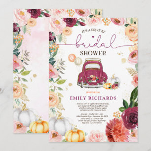 Invitation Floral Rustic Citrouille Drive Par Fête des mariée