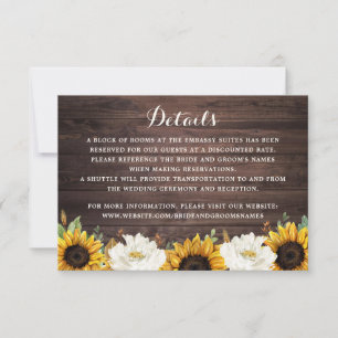Invitation Floral Rustic Wood Sunflower Verdure Détails de la