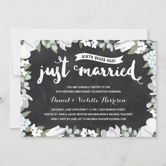 Invitation Floral rustique | 60e anniversaire du Mariage (Devant)