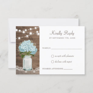 Invitation Floral Rustique Bois Hydrangea Mason Jar Lace