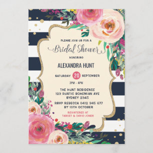 Invitation Floral rustique d'invitation de Fête de la mariée