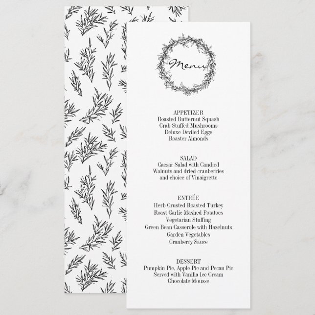 Invitation Floral Rustique Donner Merci Thanksgiving Diner Me (Devant / Derrière)