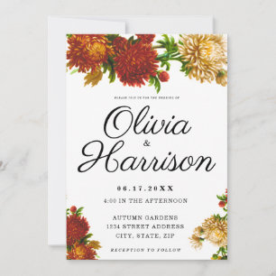 Invitation Floral rustique Élégant Tout en un Mariage