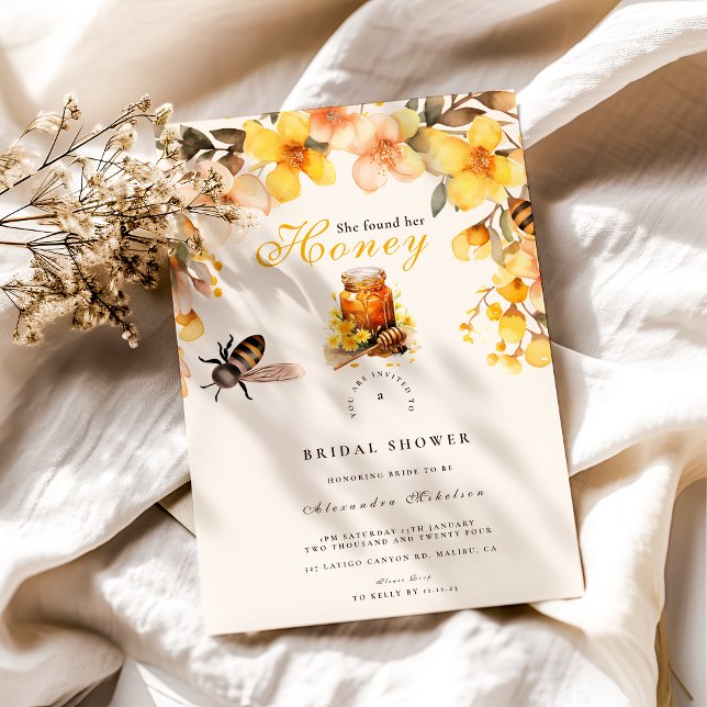 Invitation Floral Rustique Elle A Trouvé Sa Mariée De Miel (Créateur téléchargé)