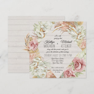 Invitation Floral Rustique Pampas Palm Mariage de feuillage