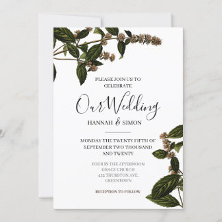 Invitation Floral Rustique Vintage élégant Mariage or