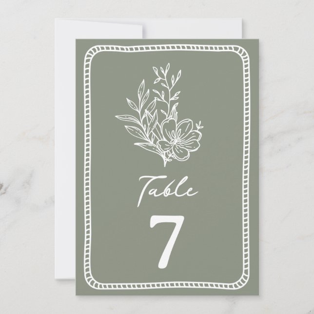 Invitation Floral Sage Green Mariage (Devant)