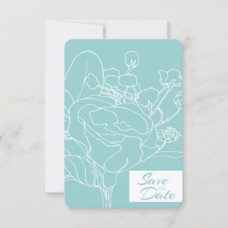 Invitation Floral Save the Date (Vert océan)