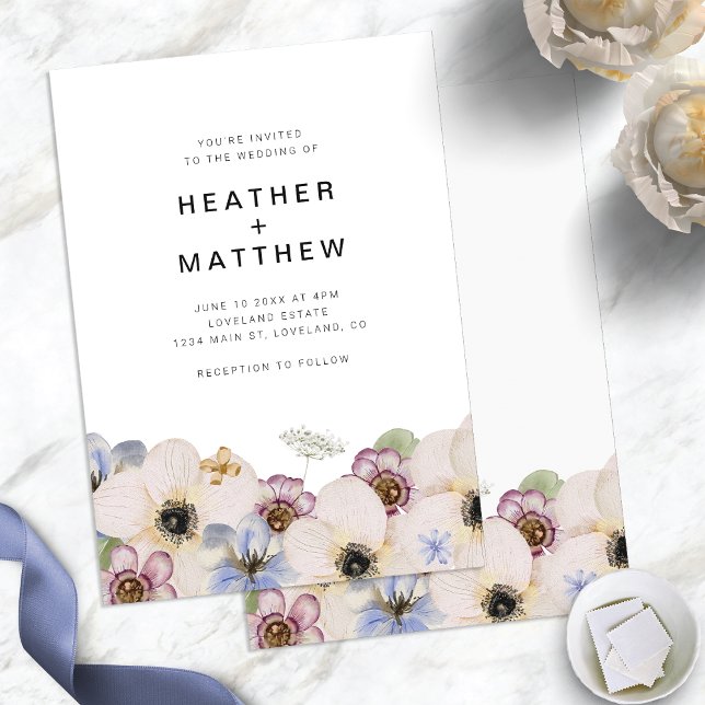 Invitation Floral Simple Boho Mariage (Modern Floral Simple Boho Wedding Invitation by Painted Paperie
)