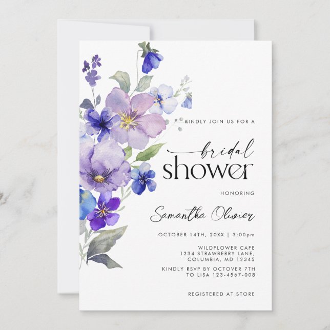 Invitation Floral SpringViola Fête des mariées violette (Devant)