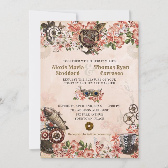 Invitation Floral Steampunk (Devant)