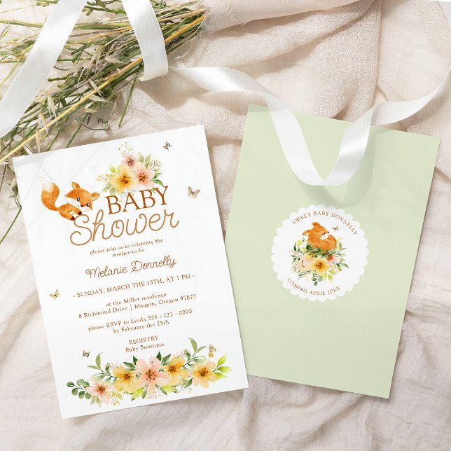 Invitation Floral Storybook Fox Baby shower neutre genre (Créateur téléchargé)