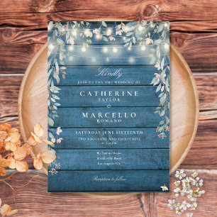Invitation Floral String éclaire Rustique Mariage en bois ble