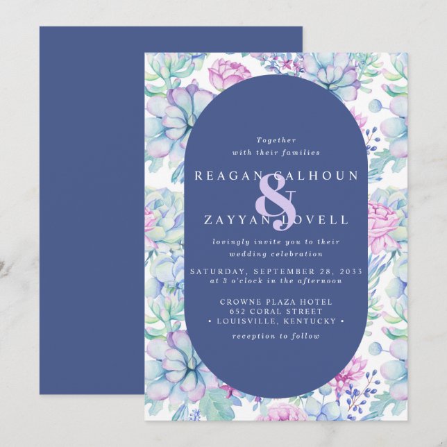 Invitation Floral Succulent Botanique Cactus Mariage moderne (Devant / Derrière)