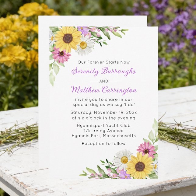 Invitation Floral Sunflower Daisy Wildflowers Wedding (Créateur téléchargé)
