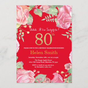 Invitation Floral Surprise 80e anniversaire Gold Parties scin
