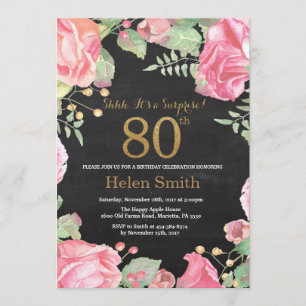 Invitation Floral Surprise 80e anniversaire Parties scintilla