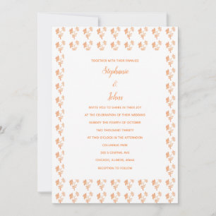 Invitation Floral Terracotta Orange Motif Mariage simple