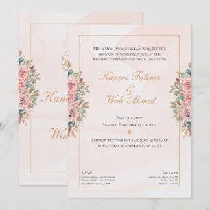 Invitation Floral & Texture Mariage musulman islamique I
