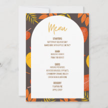 Floral Thanksgiving Diner Menu Mariage Menu