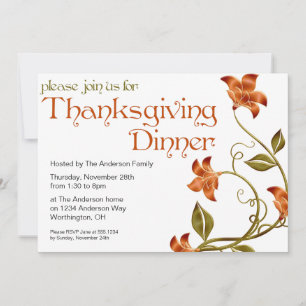 Invitation Floral Thanksgiving Diner Party 29