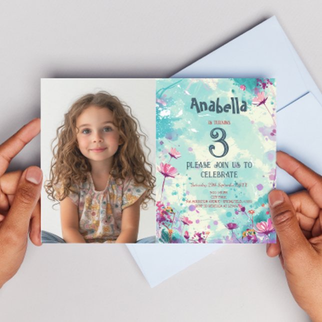 Invitation Floral Thème Anniversaire (Créateur téléchargé)