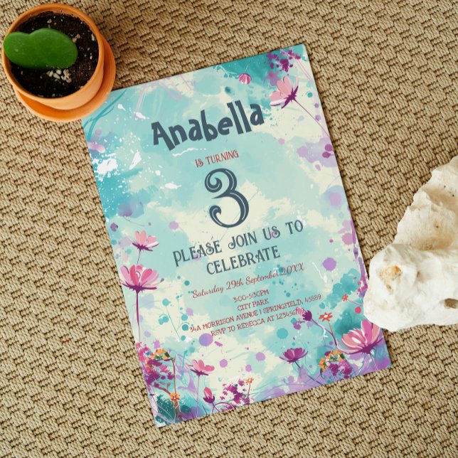 Invitation Floral Thème I Personnalisé Photo Anniversaire (Créateur téléchargé)