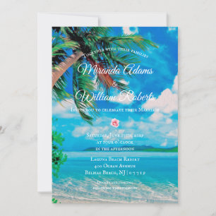 Invitation Floral Tropical Beach Mariage d'été