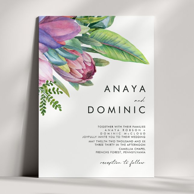 Invitation Floral tropical coloré | Mariage traditionnel (Créateur téléchargé)